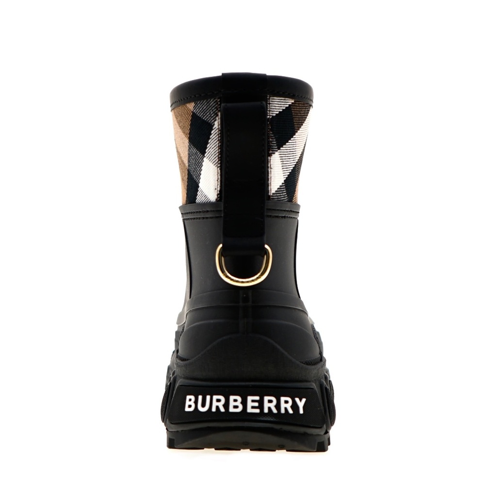 Burberry Black & Tan Short Checked Rain Boots - Picture 6 of 9